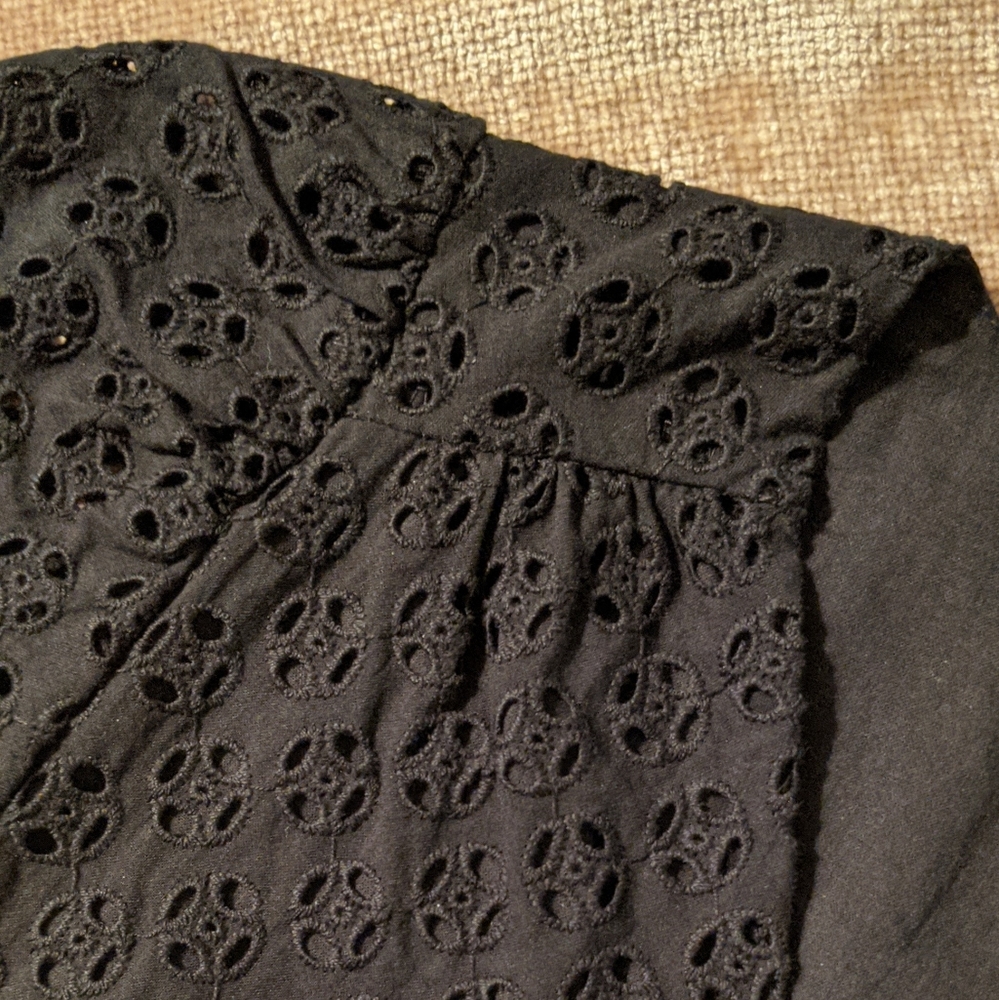 J.Crew Factory Black Eyelets Peplum Top - Picture 4 of 9